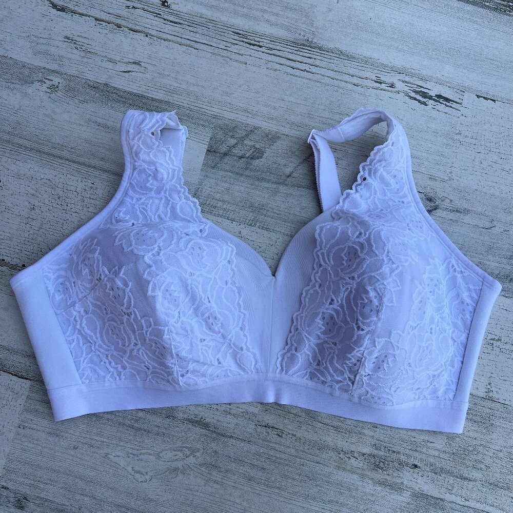 Cacique 42DD‎ Bra Women's White Lace Lightly Lined No Wired